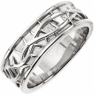 14K White Gold Thorn Design Band Size 6