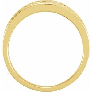 14K Yellow Gold Polished Floral Band Size 6