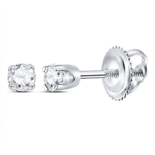 14K White Or Yellow Gold Womens Round Diamond Solitaire Earrings