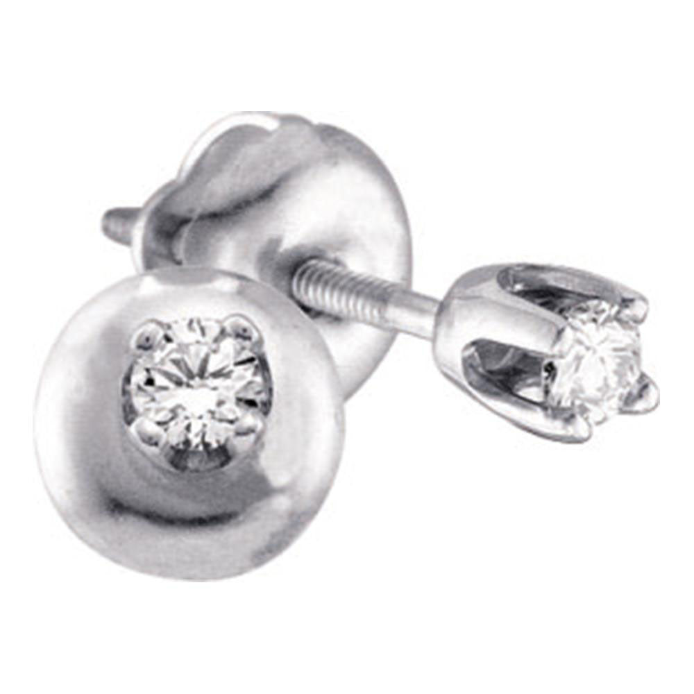 14K White Or Yellow Gold Unisex Round Diamond Solitaire Stud Earrings