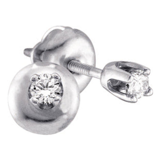 14K White Or Yellow Gold Unisex Round Diamond Solitaire Stud Earrings