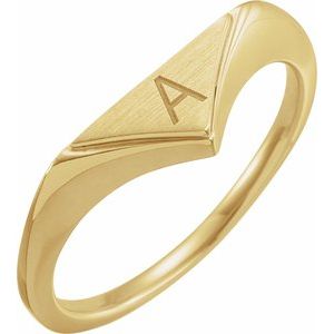 14K Yellow Gold Polished Signet Ring Size 7