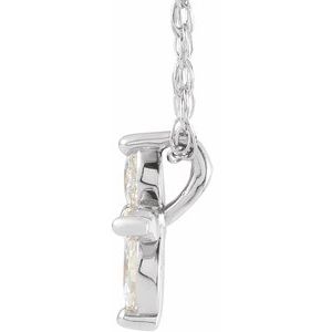 14K White Gold 9.6 X 8.5 Mm 16 In Polished Marquise 1/6 Ctw Natural Diamond Cross Necklace