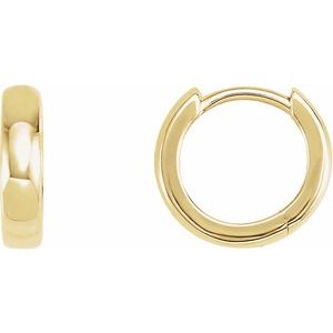 14K Yellow Or Rose Gold Or Sterling Silver Or Platinum Pair Hinged Polished Earrings, Length: 10 Mm, Thickness: 2.34 Mm