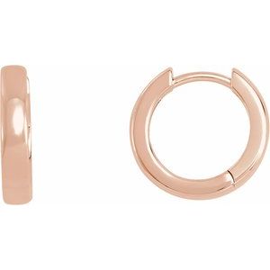 14K Rose Gold Pair Hinged Earrings, Length: 14 Mm, Thickness: 2.75 Mm