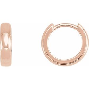 14K Rose Gold Pair Hinged Earrings, Length: 11.5 Mm, Thickness: 2.5 Mm