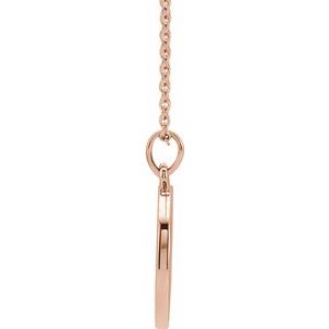 14K Rose Gold Round 16.7 X 14.3 Mm 1.3Mm G-H I1 1/5 Ctw Natural Diamond Halo-Style Engravable Necklace, Length: 18 In