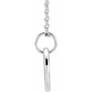 14K White Gold Round 1Mm G-H I1 Accented Circle Engravable Necklace, Length: 18 In