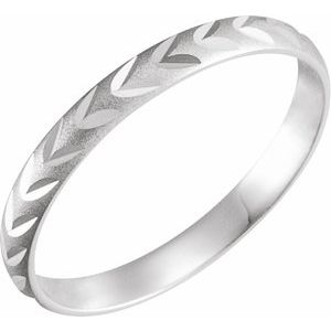 14K White Gold Youth Diamond Cut Ring Size 1
