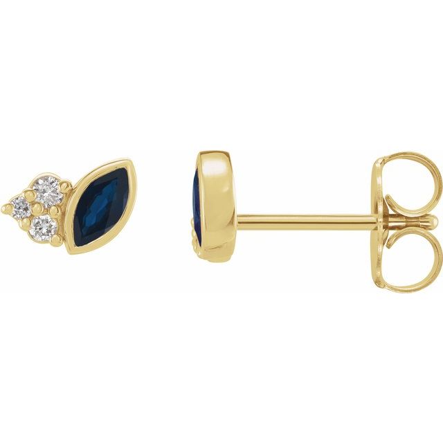 14K Yellow Or White Gold Marquise 4 X 2 Mm Friction Back Polished Natural Gemstone And .05 Ctw Natural Diamond Earrings