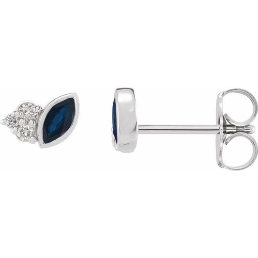 14K Yellow Or White Gold Marquise 4 X 2 Mm Friction Back Polished Natural Gemstone And .05 Ctw Natural Diamond Earrings