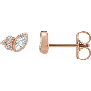 14K Rose Gold Marquise 4 X 2 Mm 1/5 Ctw Natural Diamond Earrings
