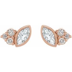 14K Rose Gold Marquise 4 X 2 Mm 1/5 Ctw Natural Diamond Earrings