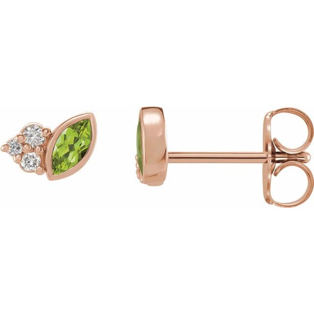 14K Yellow Or White Gold Marquise 4 X 2 Mm Friction Back Polished Natural Gemstone And .05 Ctw Natural Diamond Earrings