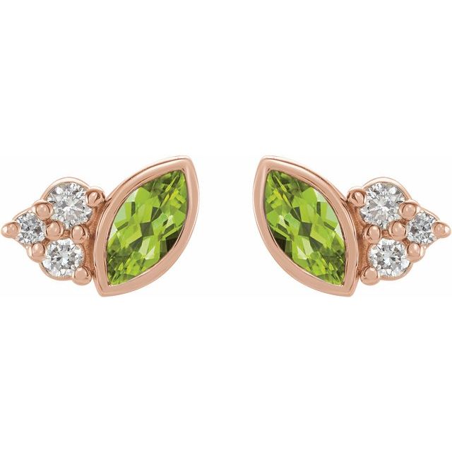 14K Yellow Or White Gold Marquise 4 X 2 Mm Friction Back Polished Natural Gemstone And .05 Ctw Natural Diamond Earrings