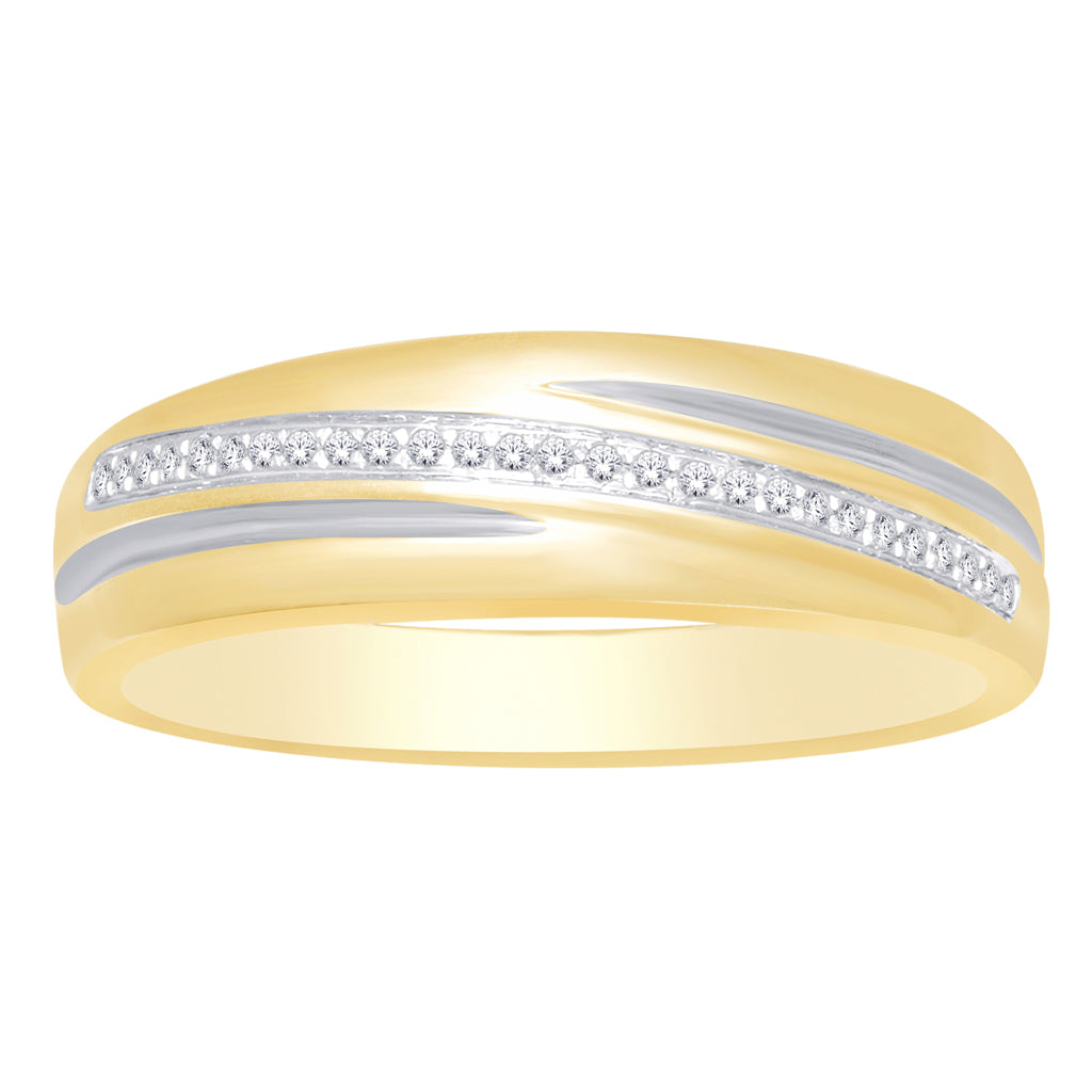 10K Yellow Or White Gold Diamond Mens Band