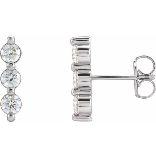 14K White Or Rose Gold 3 Mm Round Friction Back Polished 1/2 Ctw Natural Diamond Drop Earrings