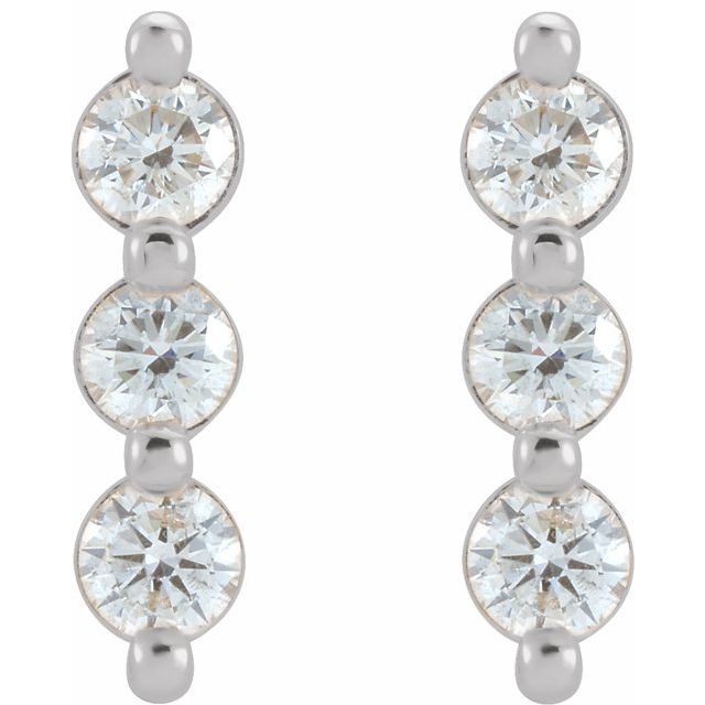14K White Or Rose Gold 3 Mm Round Friction Back Polished 1/2 Ctw Natural Diamond Drop Earrings