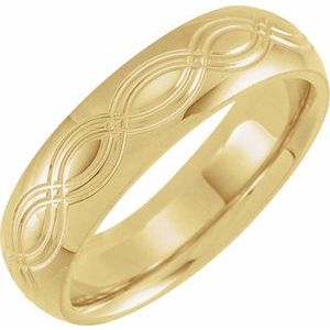 14K Yellow Gold 6 Mm Polished Patterned Comfort-Fit Band Size 10