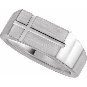 Sterling Silver Rectangle 10.8 X 8.8 Mm Satin/Polished Polished Signet Ring Size 10