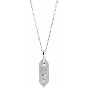 14K White Gold Initial J Round 2.2 Mm H+ I1 .05 Ct Natural Diamond Initial Necklace, Length: 18 In