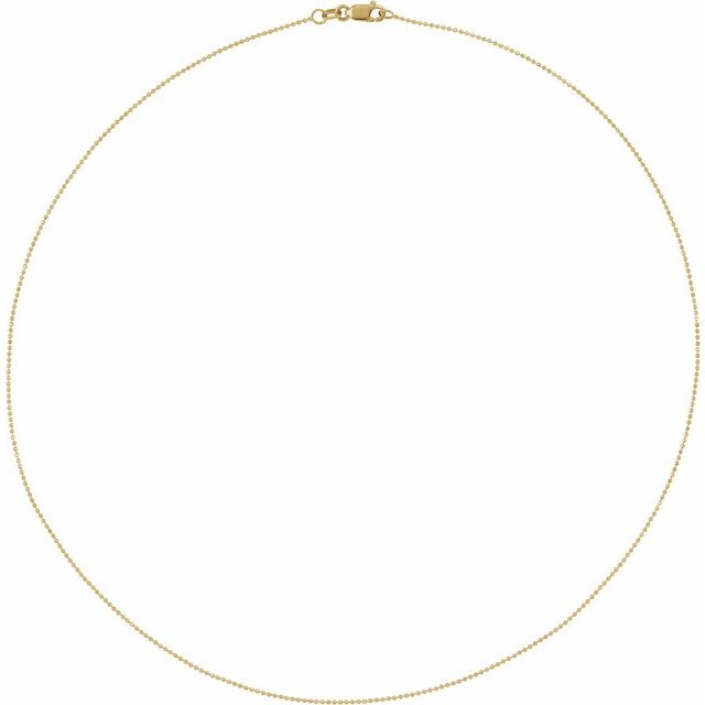 14K Yellow Gold Bead 1 Mm 24 In Lobster Clasp Diamond-Cut Diamond-Cut Bead Chain