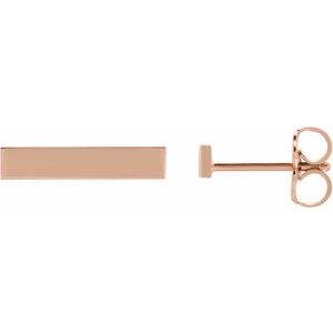 14K Rose Gold Engravable Bar Earrings