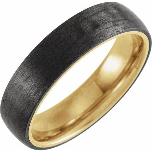 18K Yellow Gold PVD Titanium 6 Mm Polished Comfort-Fit Half Round Band