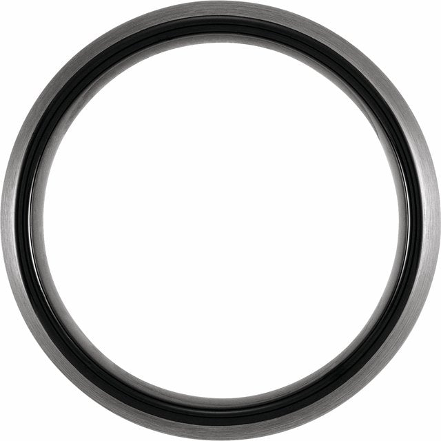 Tungsten 8 Mm Polished Comfort-Fit Half Round Band With Satin Finish, Size 13.5