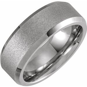 White PVD Tungsten 8 mm Beveled Ice Band