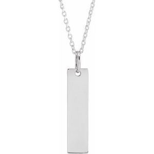 14K White Gold 20 X 5 Mm 16-18 In Polished Bar Necklace