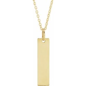 18K Yellow Gold-Plated Sterling Silver 20x5 mm Engravable Bar 16-18" Necklace