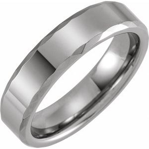 Tungsten 6 mm Beveled Faceted Band
