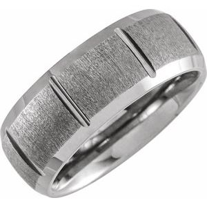 Tungsten 8 mm Beveled Grooved Band