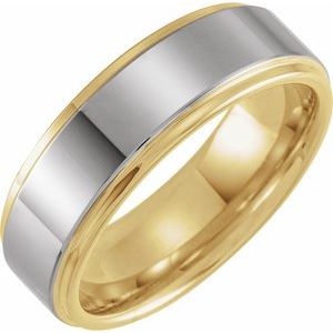 18K Yellow Gold PVD Tungsten 8 mm Flat Stepped Edge Band