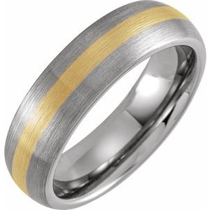 18K Yellow Gold PVD & Tungsten 6 mm Half Round Band