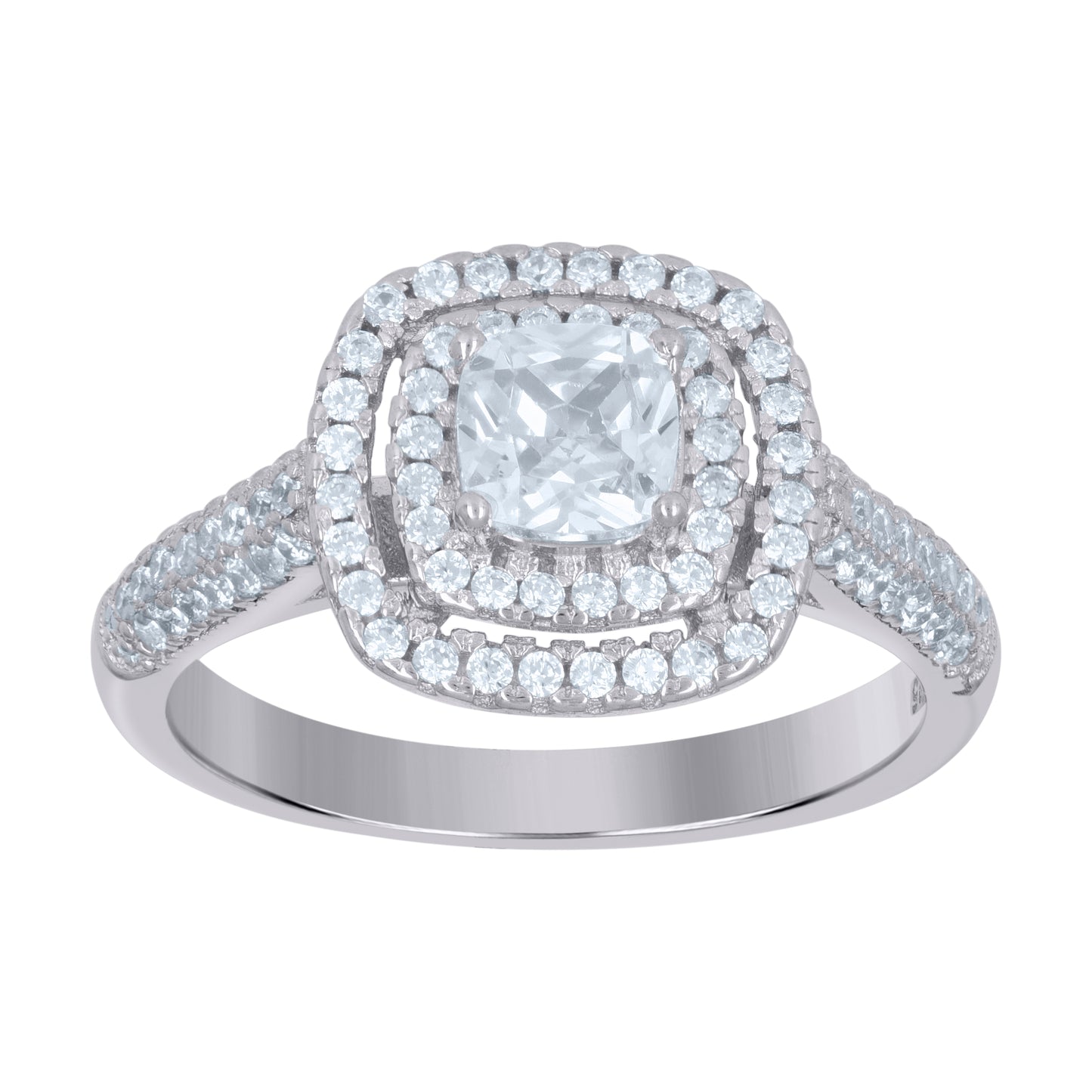 Sterling Silver Womens Princess Cut Cubic-Zirconia Fashion Bridal Anniversary Engagement Wedding Ring