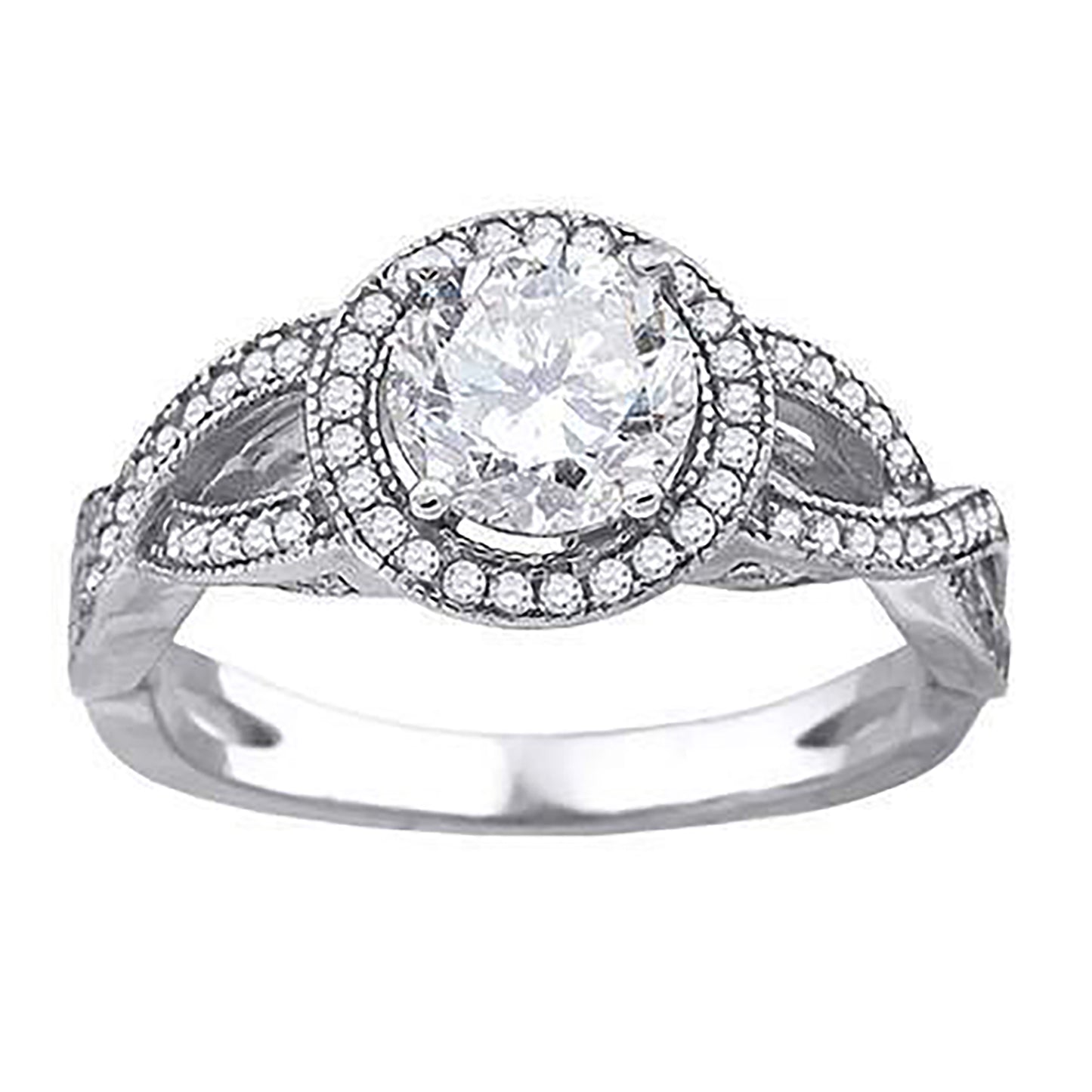 Sterling Silver Womens Cubic-Zirconia Fashion Bridal Anniversary Engagement Wedding Ring