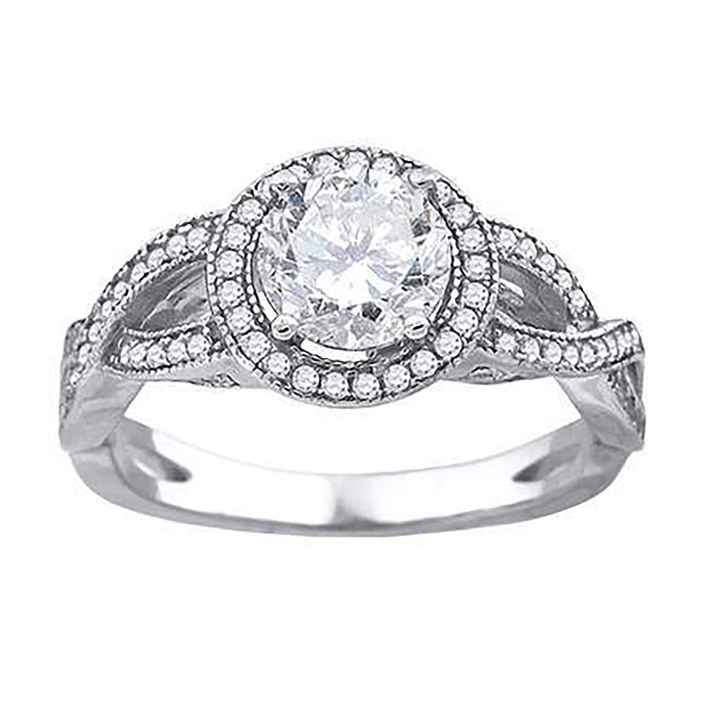 Sterling Silver Womens Cubic-Zirconia Fashion Bridal Anniversary Engagement Wedding Ring