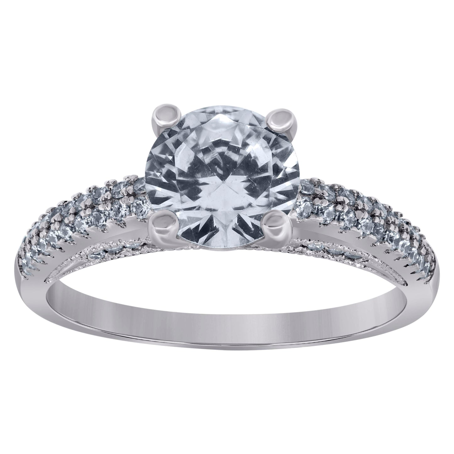 Sterling Silver Women's Cubic-Zirconia Fashion Bridal Anniversary Engagement Wedding Ring
