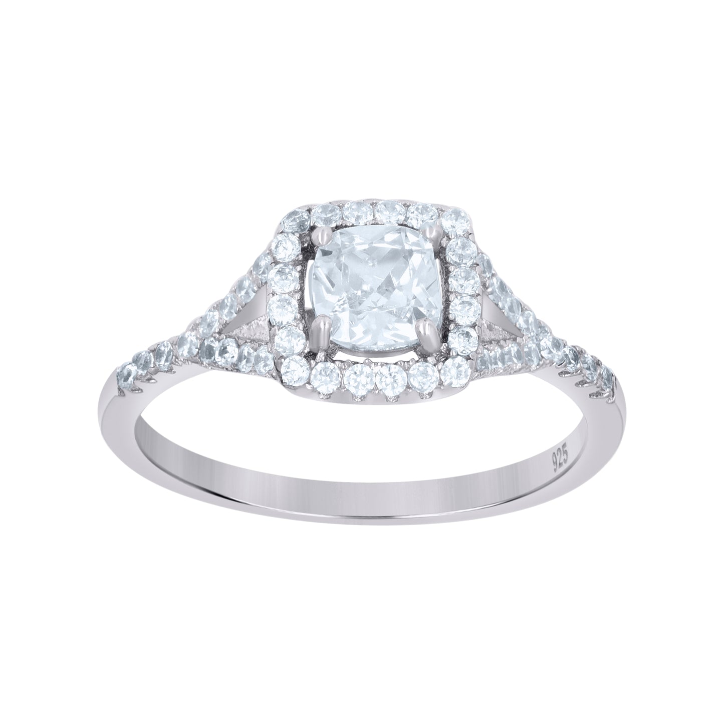 Sterling Silver Women's Princess Cut Cubic-Zirconia Fashion Bridal Anniversary Engagement Wedding Ring