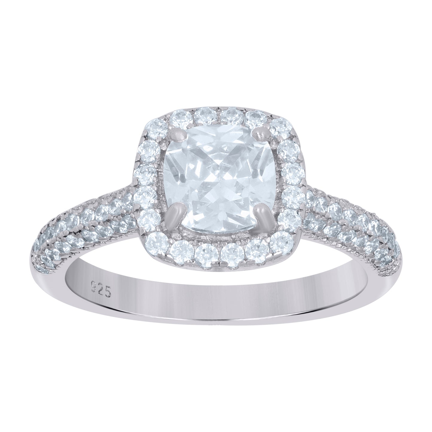 Sterling Silver Women's Princess Cut Cubic-Zirconia Fashion Bridal Anniversary Engagement Wedding Ring