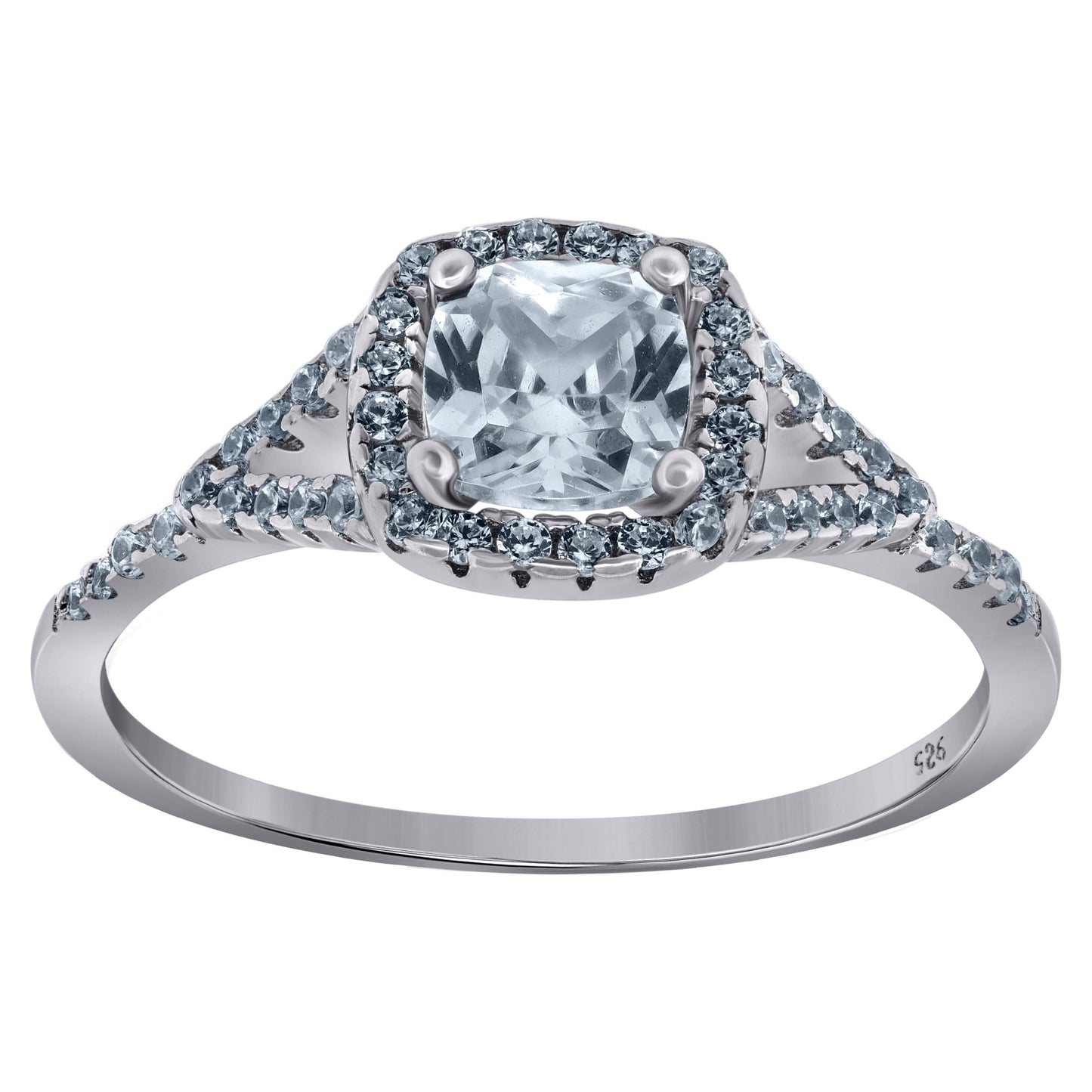 Sterling Silver Women's Princess-Cut Round Cubic-Zirconia Bridal Anniversary Engagement Wedding Ring