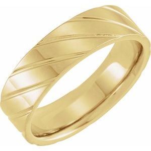 14K Yellow Gold 6 Mm Polished Patterned Comfort-Fit Band Size 10