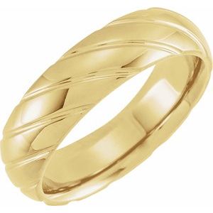 14K Yellow Gold 6 Mm Polished Patterned Comfort-Fit Band Size 9