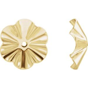 14K Yellow Gold Pair Polished Buttercup Earring Jackets