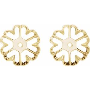 14K Yellow Gold 6.6 Mm Pair Polished Floral-Inspired Earring Jackets