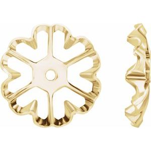 14K Yellow Gold 6.6 Mm Pair Polished Floral-Inspired Earring Jackets