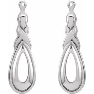 14K White Gold Pair Polished Earring Jackets