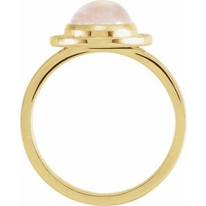 14K Yellow Gold Oval 10 X 8 Mm Natural Rainbow Moonstone And 1/8 Ctw Natural Diamond Halo-Style Ring Size 7